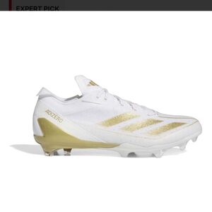 Adidas Adizero Electric White and Gold American Football Cleats Men 8.5 #62